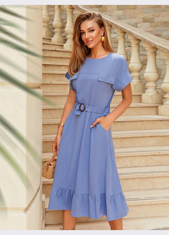 Голубое расклешенное платье-миди голубого цвета Dressa