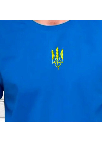 Синя футболка з вишивкою тризуба 01-3 чоловіча синій l No Brand