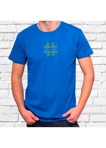 Синяя футболка етно з вишивкою 01-3 мужская синий l No Brand