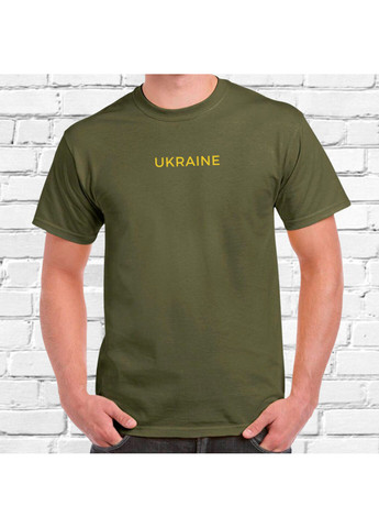 Хакі (оливкова) футболка з злотою вишивкою ukraine чоловіча millytary green 2xl No Brand