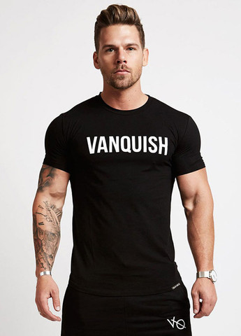 Чорна облягаюча футболка з коротким рукавом VQH