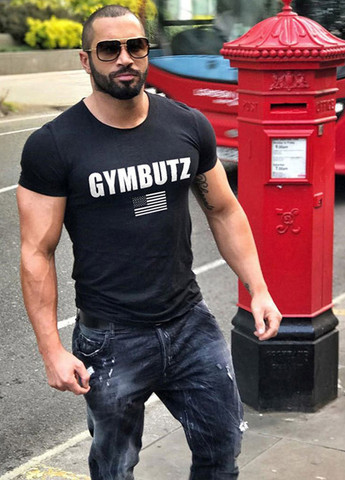Черная мужская футболка с коротким рукавом BUTZ