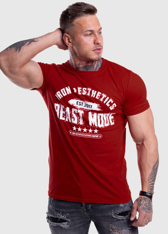 Бордовая винтажная мужская футболка с коротким рукавом BUTZ