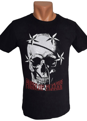Чорна чорна футболка з черепом з коротким рукавом Leonidas
