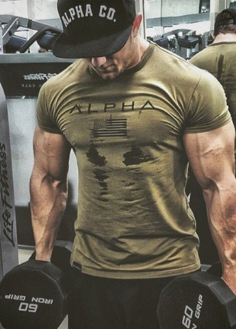 Зеленая мужская футболка с коротким рукавом Alpha