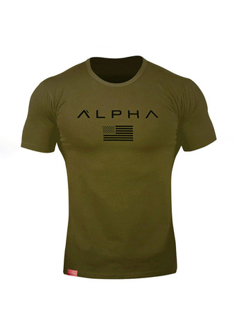 Зеленая мужская футболка с коротким рукавом Alpha