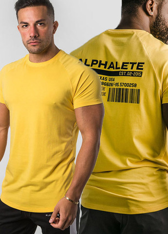 Желтая желтая мужская футболка с коротким рукавом Alpha