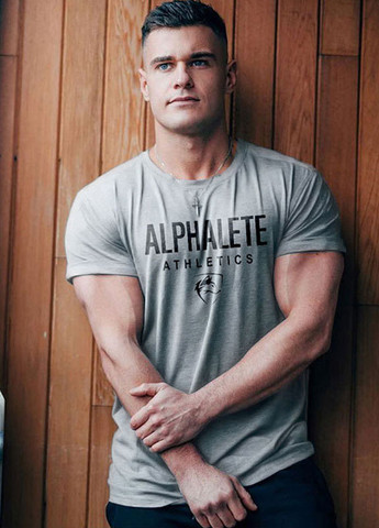 Сіра брендова сіра футболка з коротким рукавом Alpha