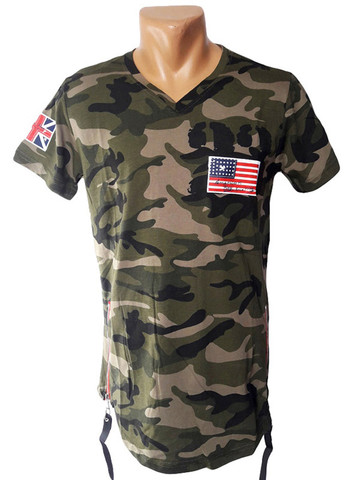 Хаки (оливковая) мужская футболка камуфляж с коротким рукавом Sport Line