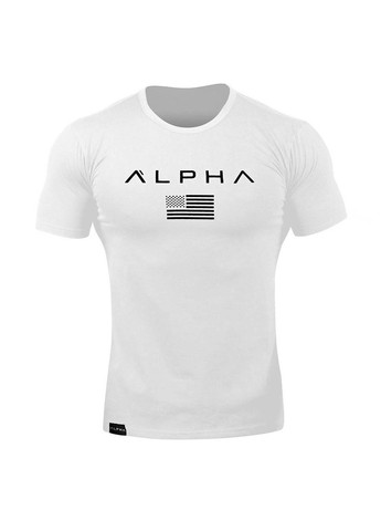 Біла футболка в американському стилі з коротким рукавом Alpha