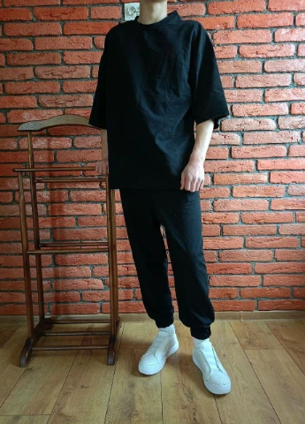 Черный Комплект Футболка + Штаны мужской летний Oversize | Спортивный костюм мужской летний ЛЮКС качества No Brand (260062536)