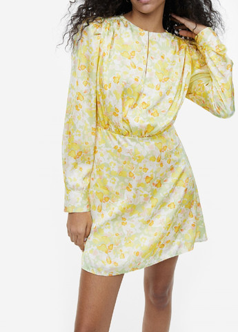 Желтое деловое платье H&M с рисунком