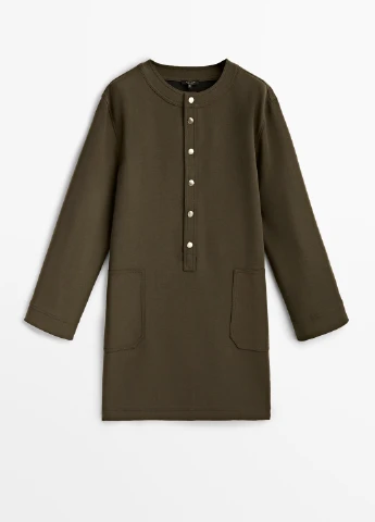 Оливкова (хакі) ділова сукня Massimo Dutti однотонна