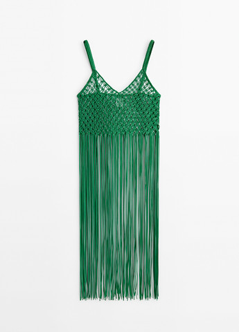 Зеленое пляжное платье Massimo Dutti однотонное