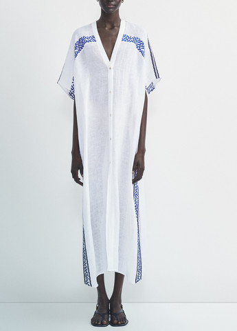 Белое праздничный платье Massimo Dutti однотонное