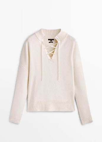 Молочний демісезонний светр Massimo Dutti