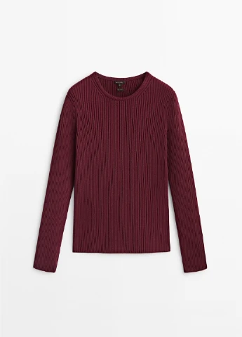 Бордовый демисезонный свитер Massimo Dutti