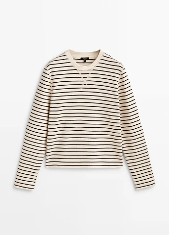 Молочний демісезонний светр Massimo Dutti