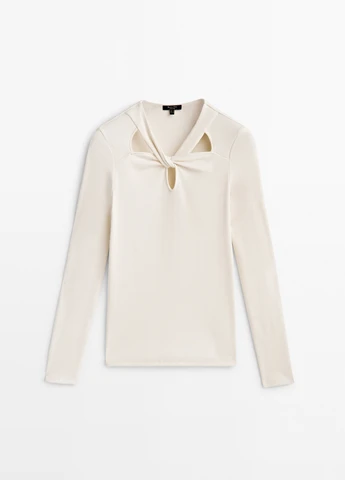 Молочний демісезонний светр Massimo Dutti
