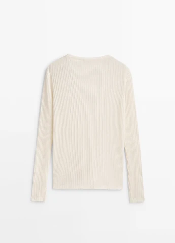 Молочный демисезонный свитер Massimo Dutti