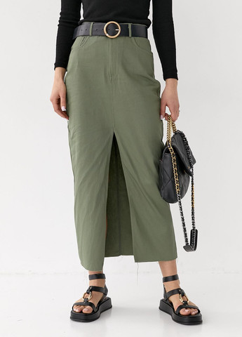 Коттонова спідниця міді з розрізом Lurex (260196855)