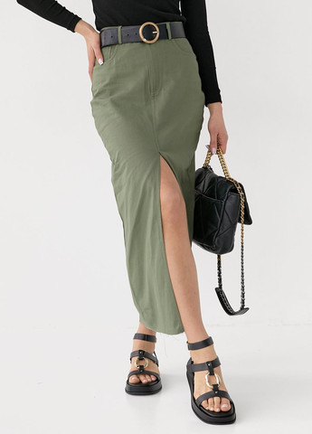 Коттонова спідниця міді з розрізом Lurex (260196855)