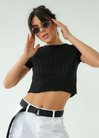 Короткая трикотажная футболка в широкий рубчик Busem - (260197756)