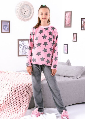 Розовая зимняя пижама для девочки (подростковая) (6079-035-2-v43) свитшот + брюки Носи своє
