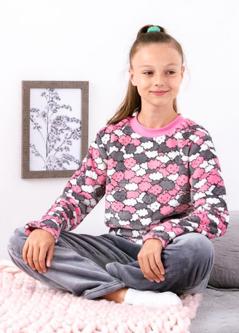 Розовая зимняя пижама для девочки (подростковая) (6079-035-2-v42) свитшот + брюки Носи своє