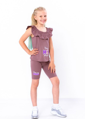 Фиолетовый летний комплект для девочек (футболка, велосипедки) Носи своє