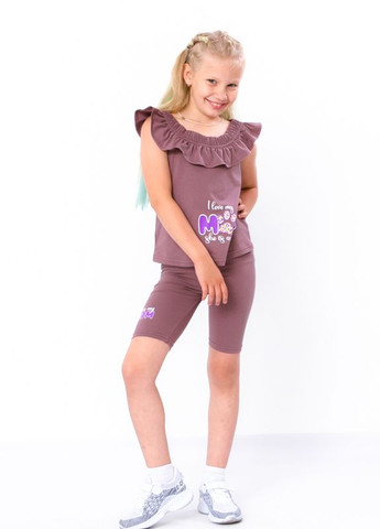 Фіолетовий літній комплект для дівчинки (футболка, велосипедки) фіолетовий носи своє (6382-036-33-v0) Носи своє