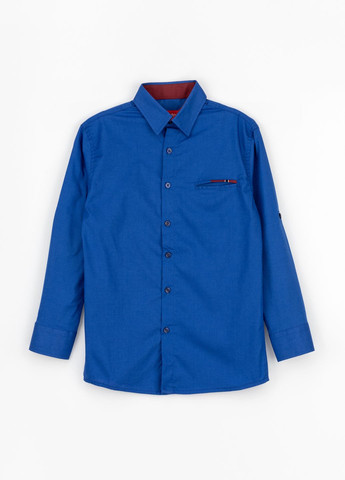 Синяя повседневный рубашка однотонная No Brand