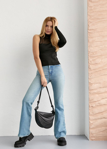 Черный демисезонный джемпер з рукавом на одно плечо Lurex