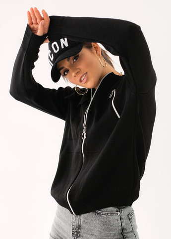 Черный кофта из трикотажа на металлической молнии с кольцом черный Sobe