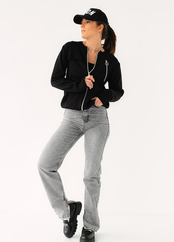 Черный кофта из трикотажа на металлической молнии с кольцом черный Sobe