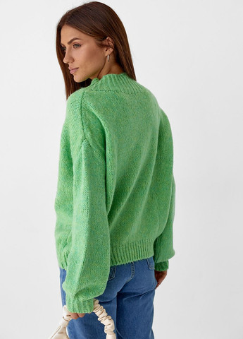 Салатовий зимовий светр жіночий однотонний вільного фасону салатовий колір l Lurex