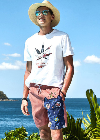 Розовые мужские пляжные шорты с сеткой подкладкой Gailang (260167161)