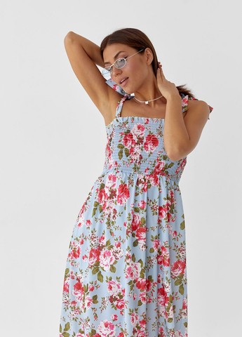 Голубое длинный женский сарафан на бретелях-завязках Modaway