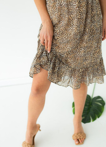 Кофейное сарафан из шифона на бретельках Sobe