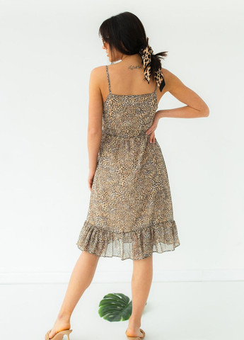 Кофейное сарафан из шифона на бретельках Sobe