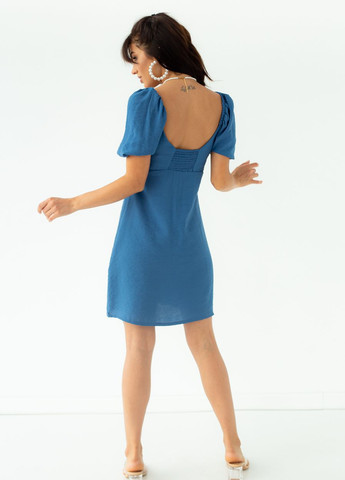Синя сукня міні з рукавами-ліхтариками Sobe