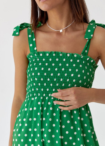 Зеленое длинный женский сарафан на бретелях-завязках Modaway