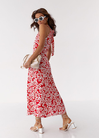 Червона літня сукня з розпірками та куліскою на горловині Fame