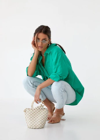 Зелена жіноча сорочка в стиліoversize PERRY