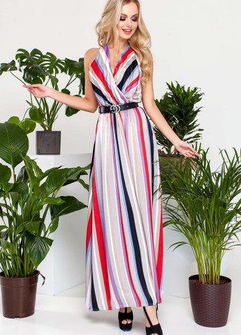 Комбинированное повседневный летнее платье с открытой спинкой Jadone Fashion с цветочным принтом