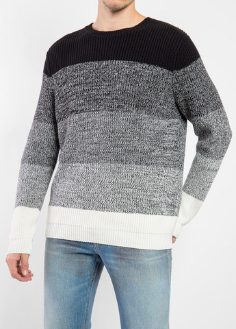 Серый демисезонный комбинированный вязаный свитер Antony Morato