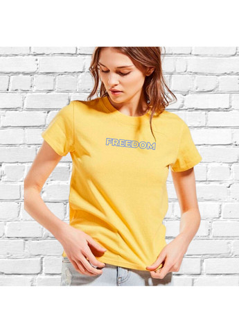 Желтая футболка з вишивкою freedom женская желтый l No Brand