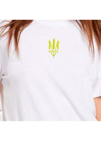 Белая футболка з вишивкою тризуба (колос) 02-4 женская белый xl No Brand