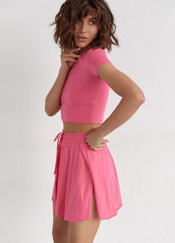 Трикотажный женский комплект с футболкой и шортами Lurex (260214728)