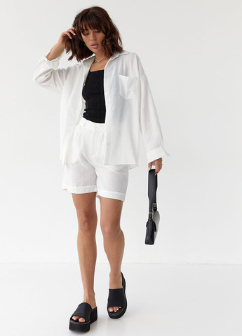 Женский костюм хлопковый с рубашкой и шортами Lurex (260215830)